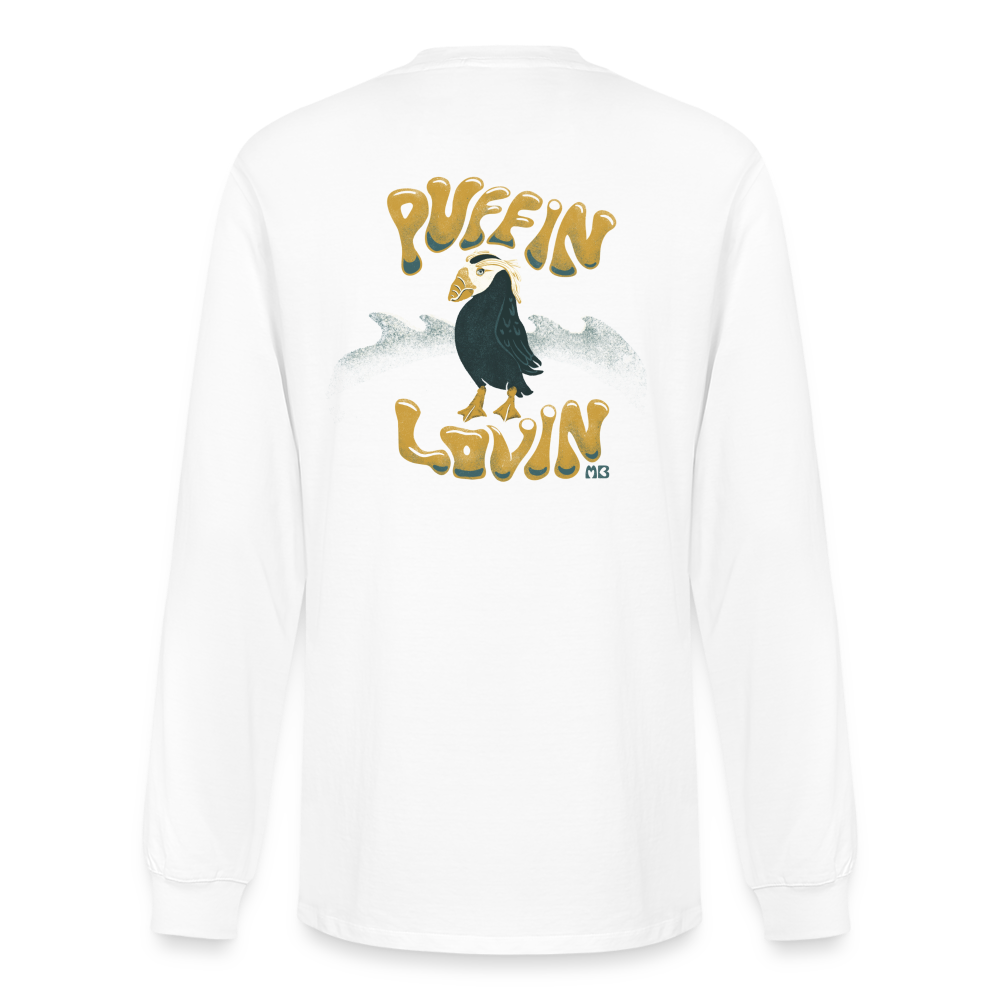 Unisex Organic Puffin Long-sleeved T-shirt - white