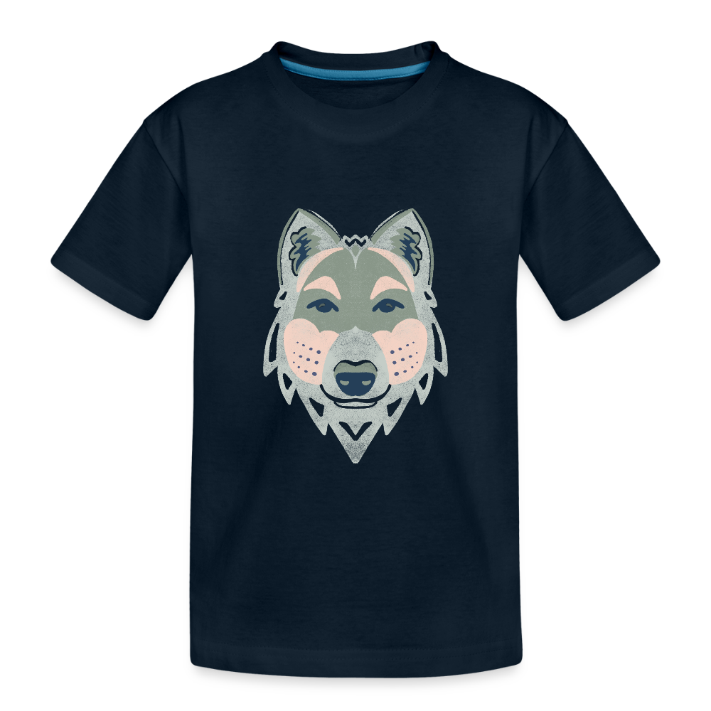 Toddler Organic Gray Wolf T-Shirt - deep navy