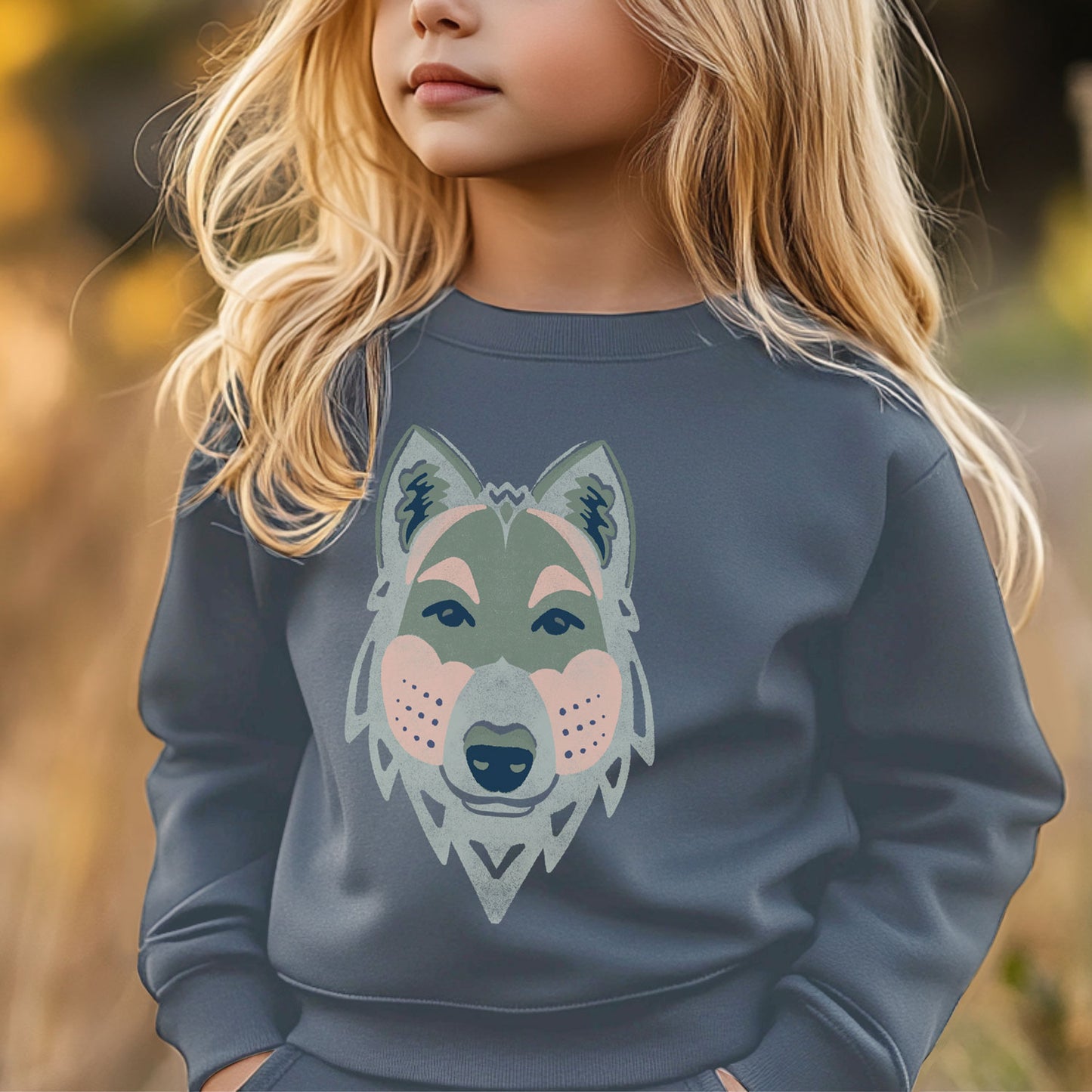 Organic Kid's Gray Wolf Crew