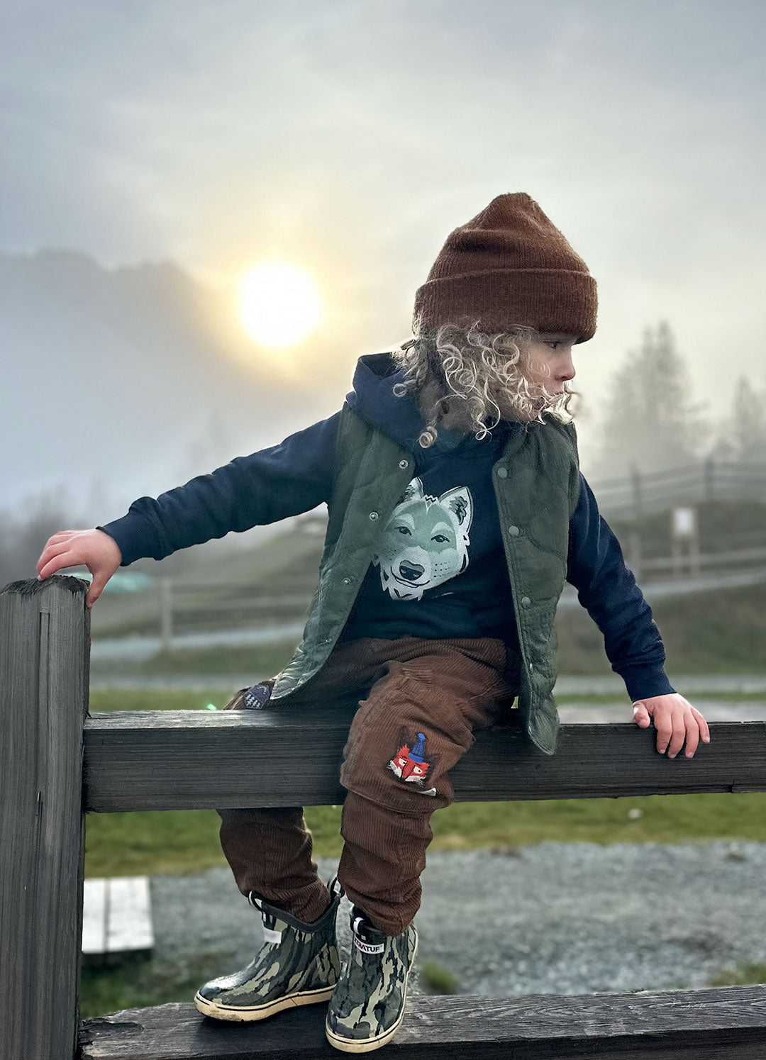Kids Gray Wolf Eco Hoodie