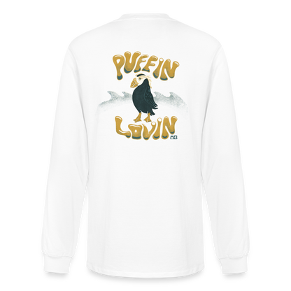Unisex Organic Puffin Long-sleeved T-shirt - white