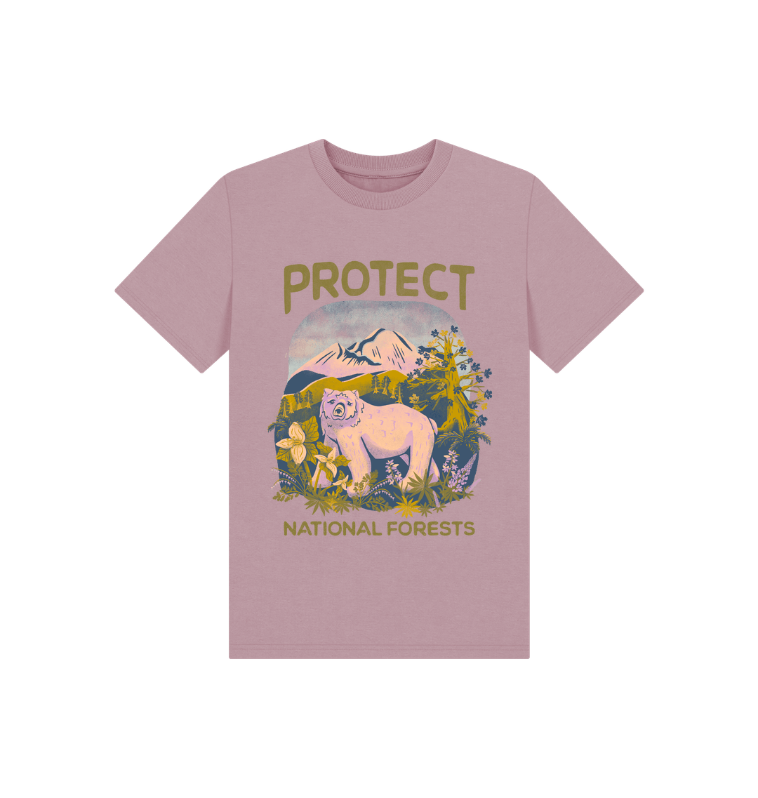Mauve Printed Kids T-Shirt Front