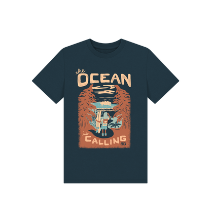 Denim Blue Printed Kids T-Shirt Front