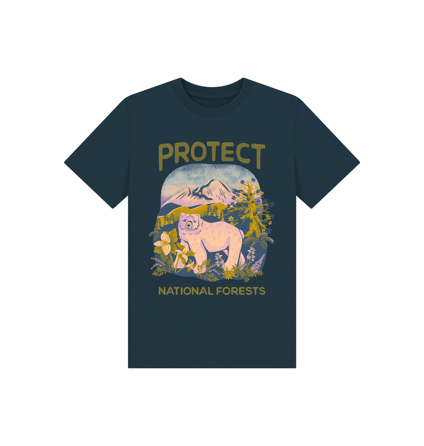 Denim Blue Printed Kids T-Shirt Front