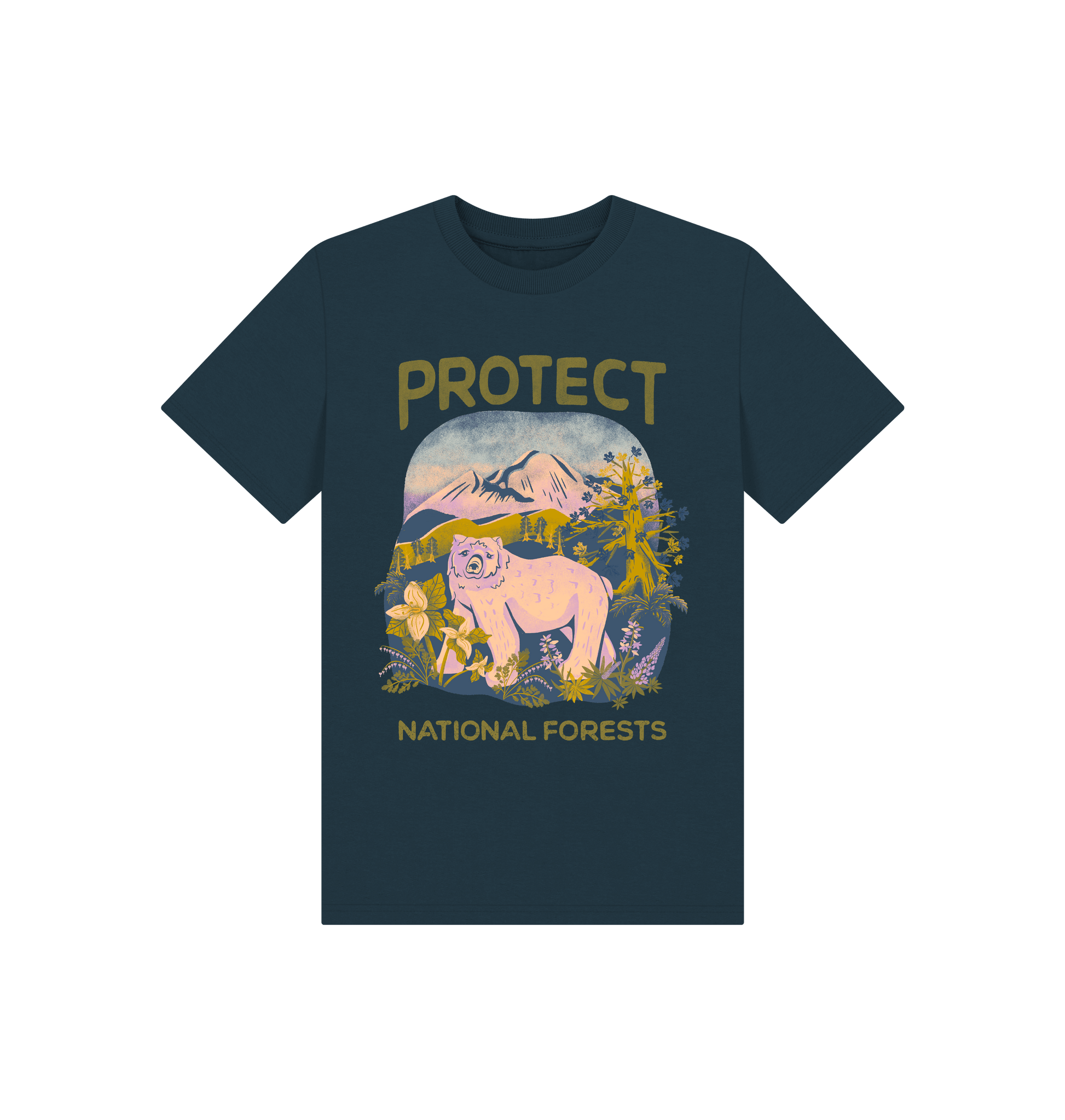 Denim Blue Printed Kids T-Shirt Front