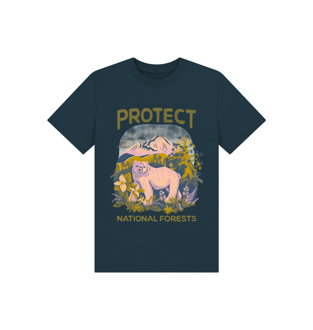 Denim Blue Printed Kids T-Shirt Front