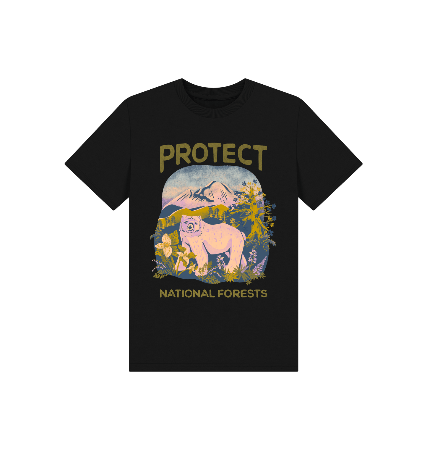 Black Printed Kids T-Shirt Front