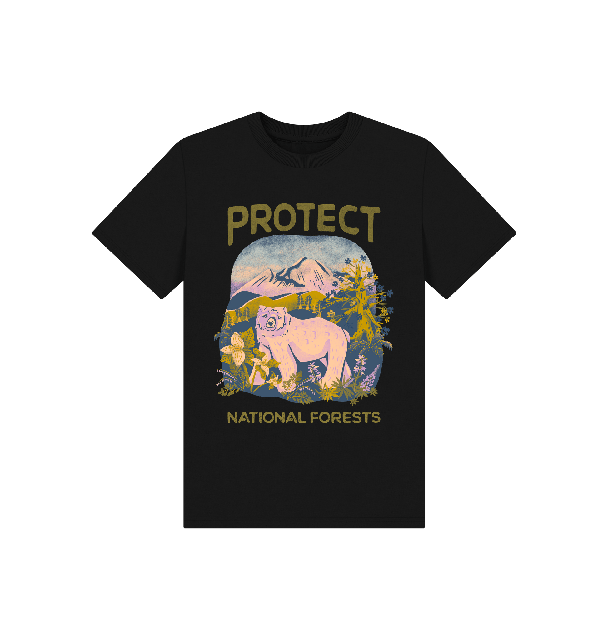 Black Printed Kids T-Shirt Front