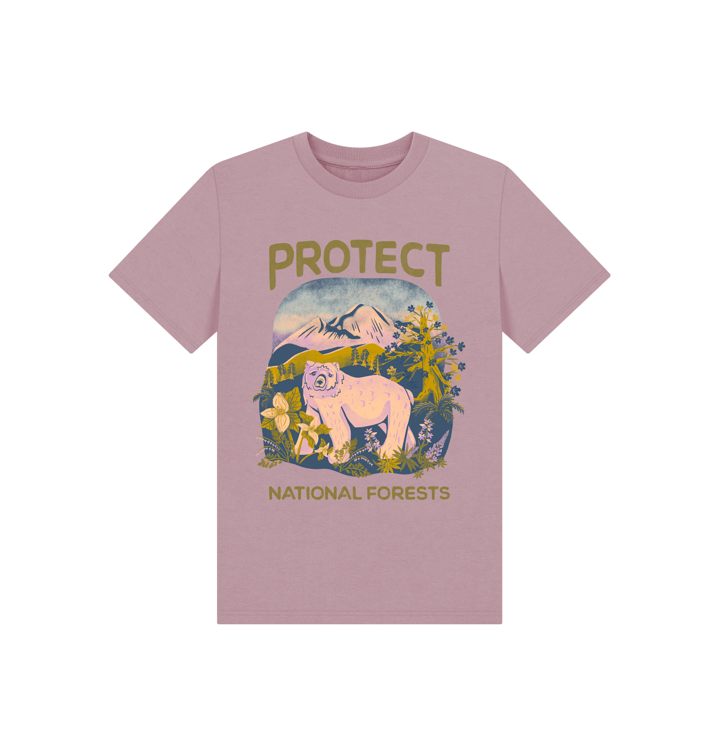 Mauve Printed Kids T-Shirt Front