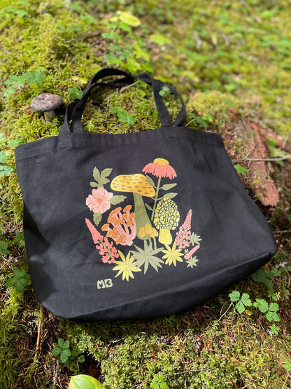 Large Organic Mushroom Floral Tote Bag