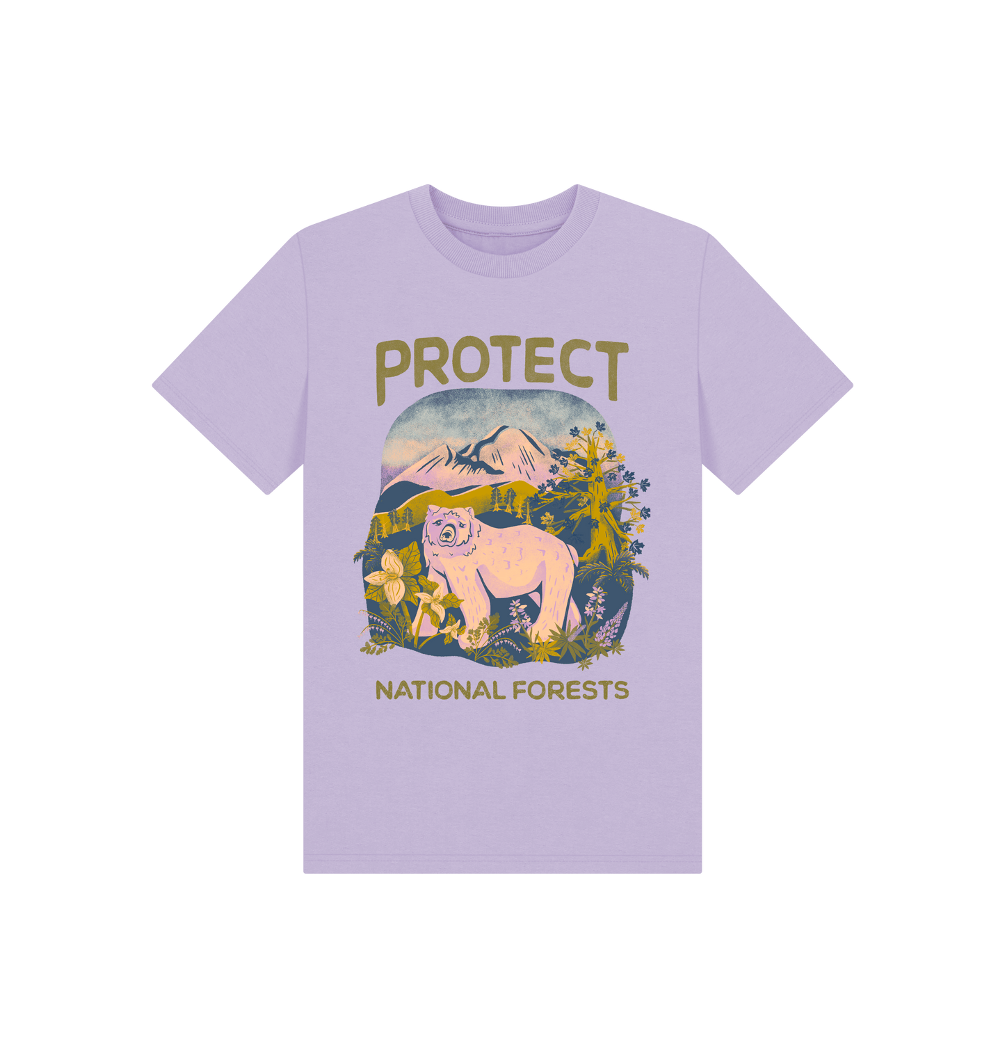 Soft Lilac Printed Kids T-Shirt Front