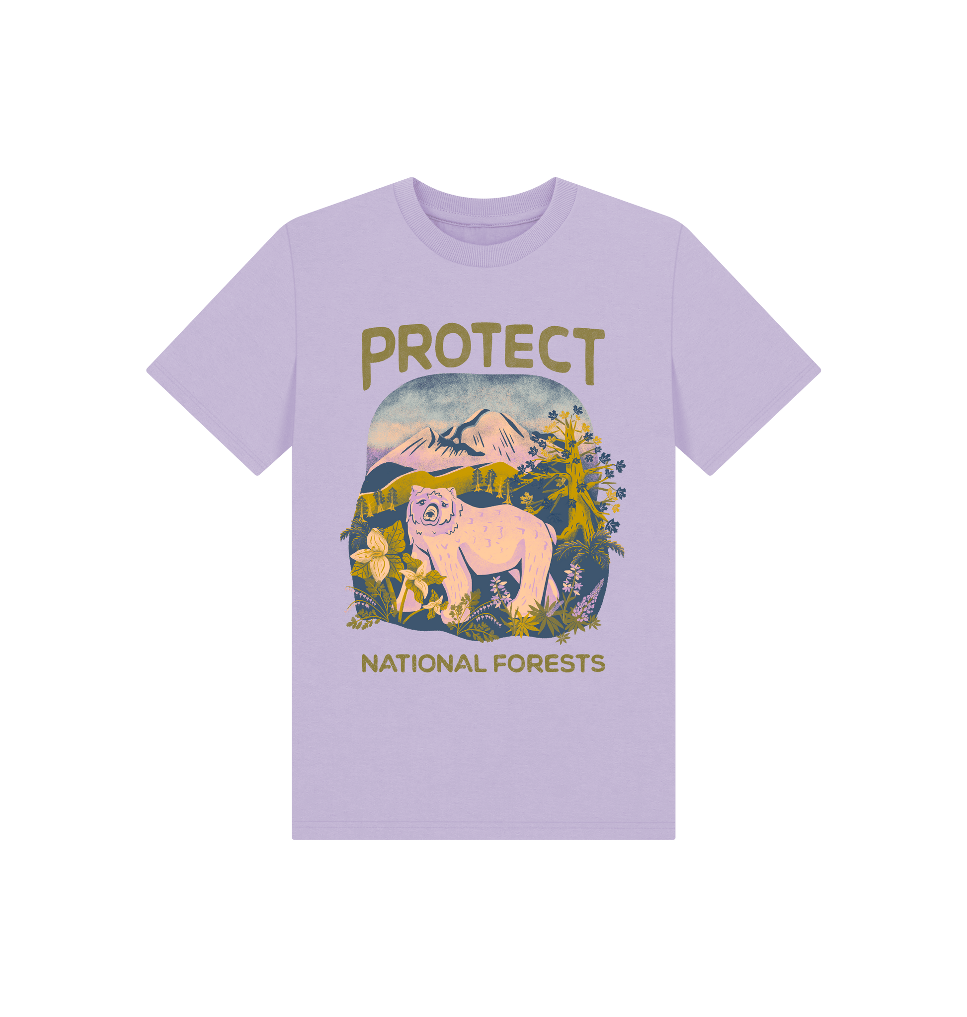Soft Lilac Printed Kids T-Shirt Front