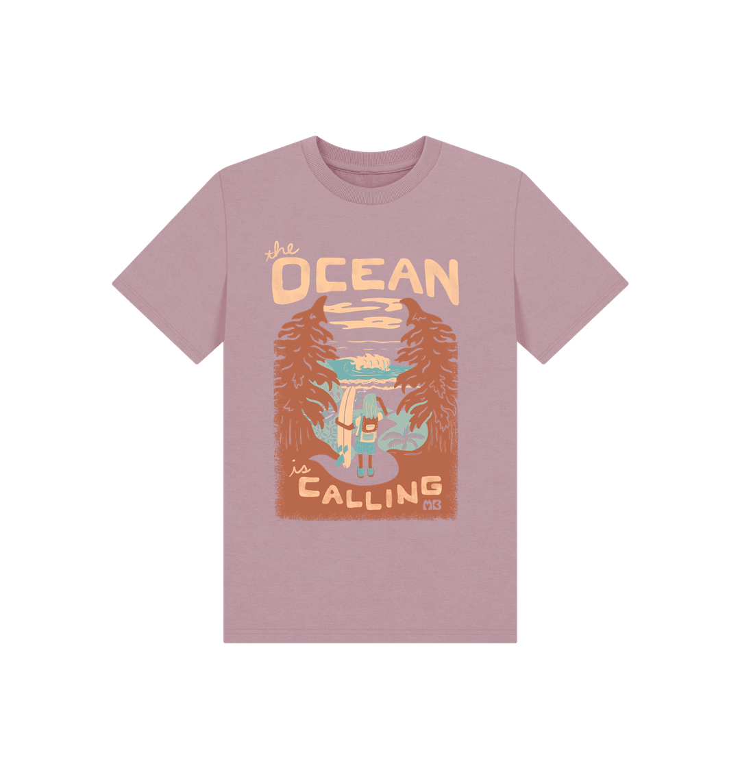 Mauve Printed Kids T-Shirt Front