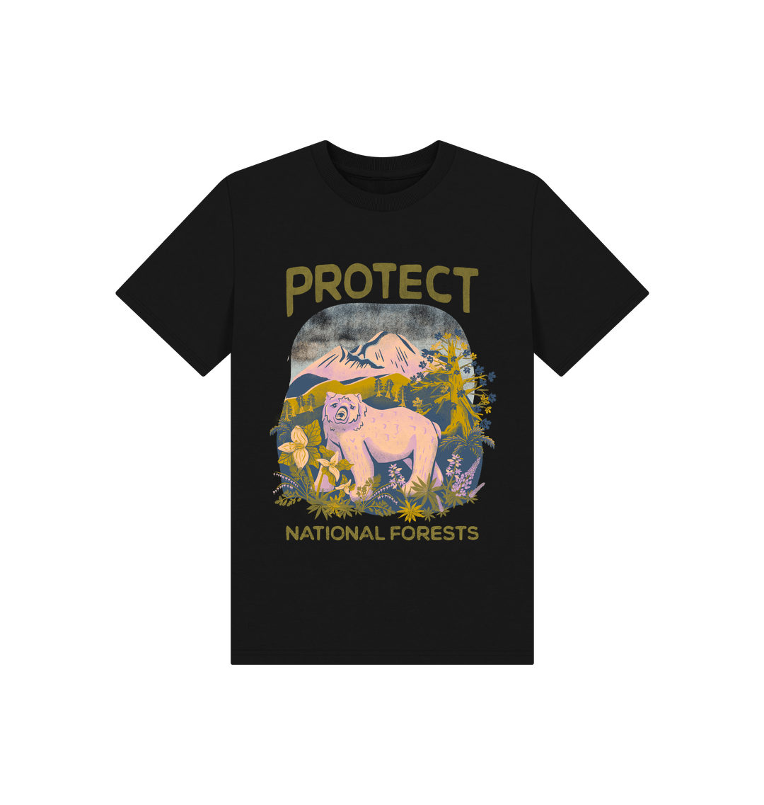 Black Printed Kids T-Shirt Front