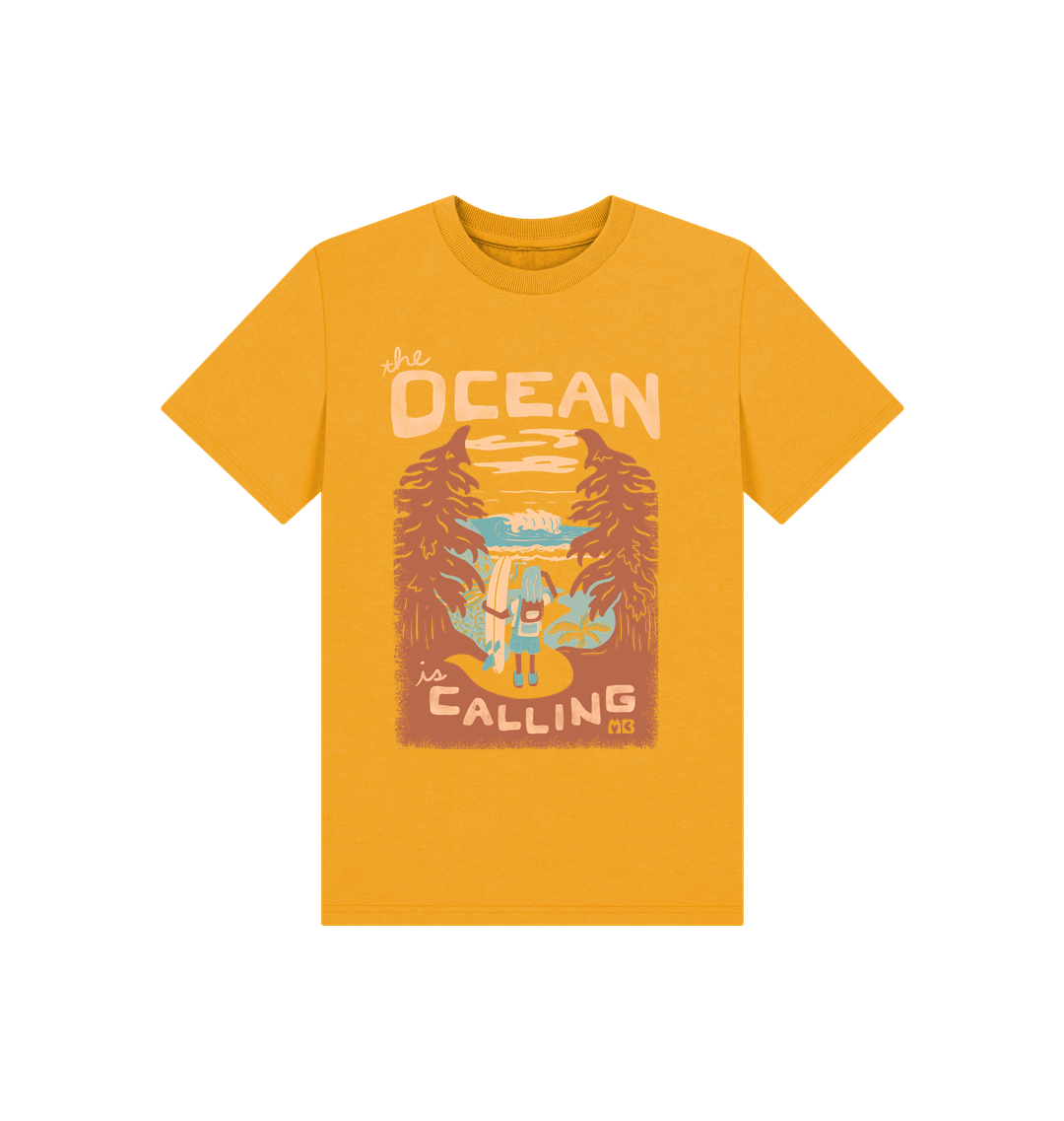 Mustard Printed Kids T-Shirt Front