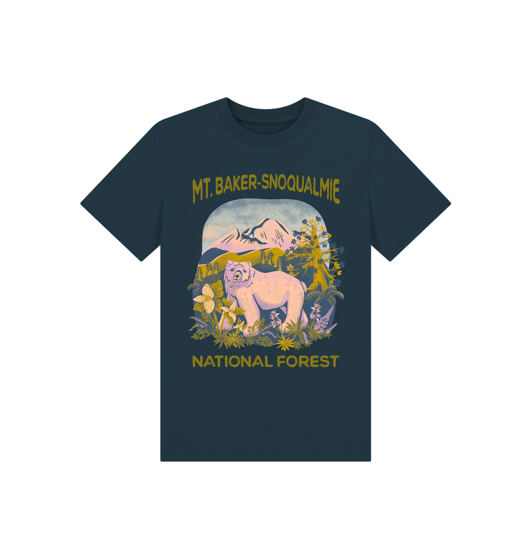 Denim Blue Printed Kids T-Shirt Front