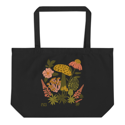 Large Organic Mushroom Floral Tote Bag