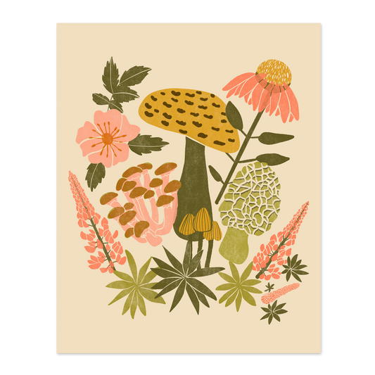 Botanische Paddestoel Print - 20x25 cm
