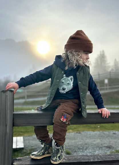 Kids Gray Wolf Eco Hoodie