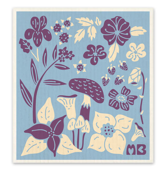 Mushroom Floral Swedish Dish Cloth